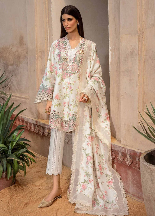 Crimson Off White Printed Lawn Collection - Replica