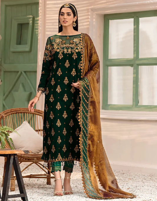 Emaan Adeel Green Formal Collection Velvet - Replica