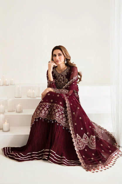 Alizeh Maroon Chiffon Formal Collection - Replica