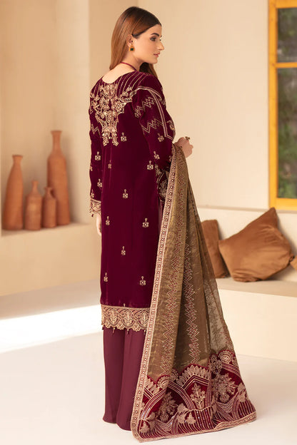 Ramsha Maroon Formal Collection Velvet - Replica