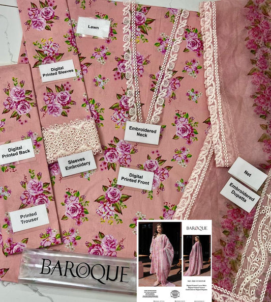 Baroque Luxury Printed Lawn Collection - Replica