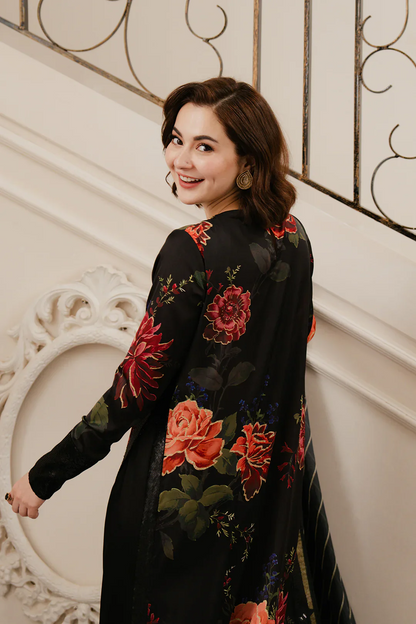 Lulusar (Black) Digital Printed Silk Collection- Replica