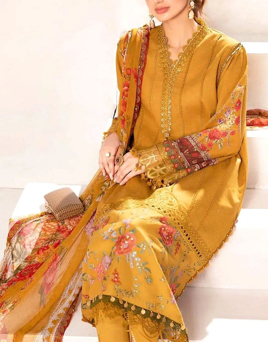 Maria.B Mustard Mprint Lawn- Replica