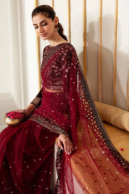 Jazmin Maroon Saree Collection Net - Replica