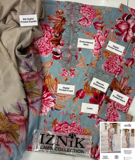 Iznik Luxury Printed Lawn Collection - Replica