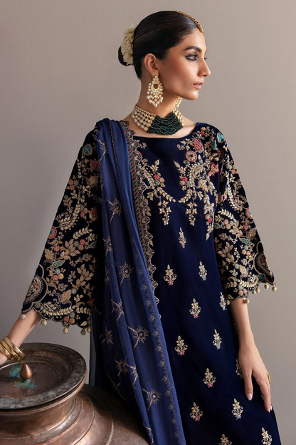 Afrozeh Navy Velvet Collection- Replica