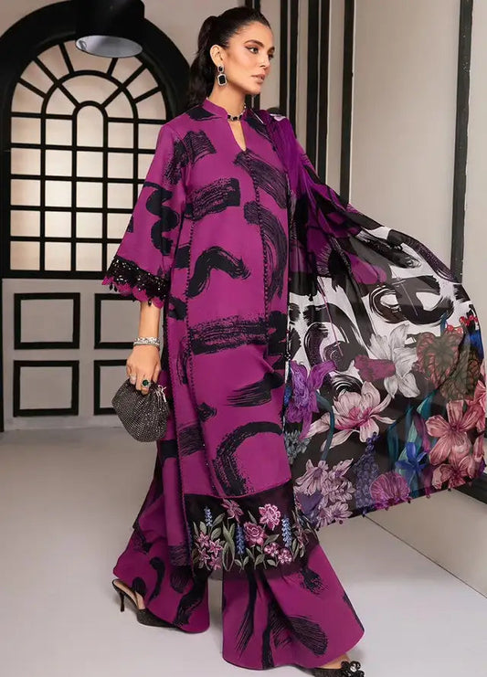 Maria.B Purple Mprint Lawn  - Replica