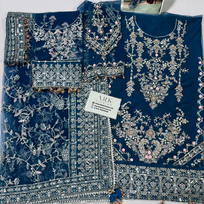 Faiza Saqlain Blue Formal Wear Collection - Replica