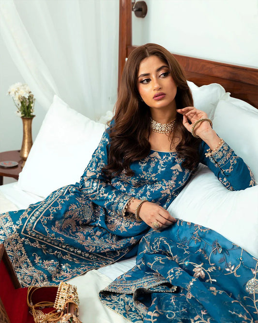 Faiza Saqlain Blue Formal Wear Collection - Replica