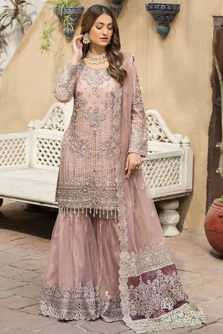 Imrozia Peach Exclusive Gharara Collection - Replica