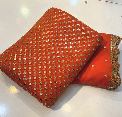 Hiba bukhari chiffon 3pcs (Orange)