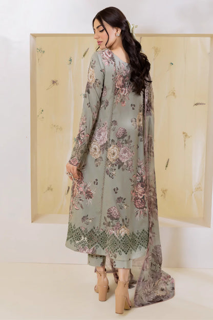 Iznik Light Green Printed Lawn - Replica