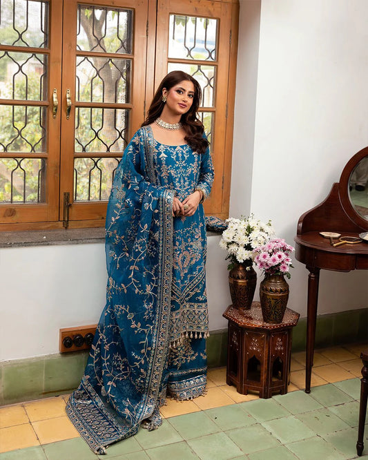 Faiza Saqlain Blue Formal Wear Collection - Replica