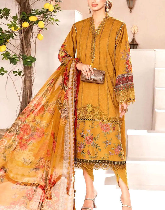 Maria.B Mustard Mprint Lawn- Replica