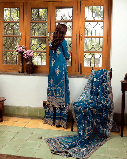 Faiza Saqlain Blue Formal Wear Collection - Replica