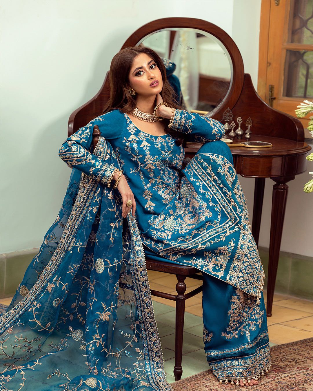 Faiza Saqlain Blue Formal Wear Collection - Replica