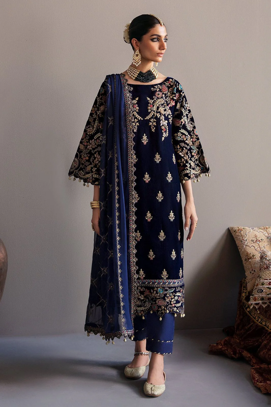 Afrozeh Navy Velvet Collection- Replica