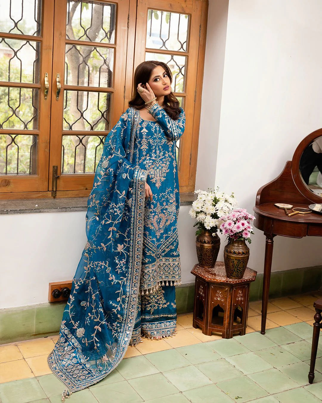 Faiza Saqlain Blue Formal Wear Collection - Replica