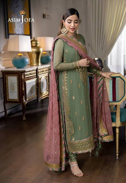 Asim Jofa Green Formal Collection Chiffon - Replica