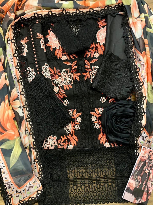 Mushq (Black) Luxury Lawn Collection - Replica