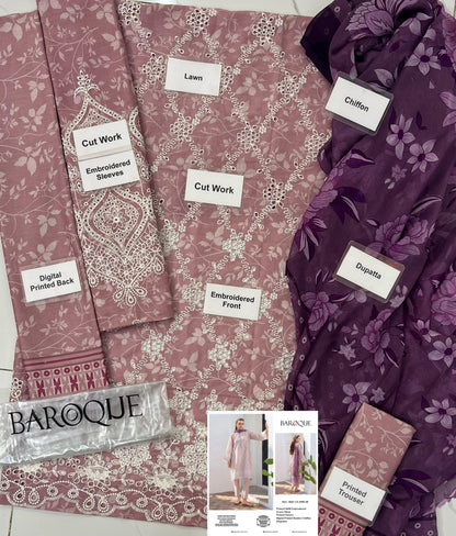 Baroque Luxury Printed Lawn Collection - Replica