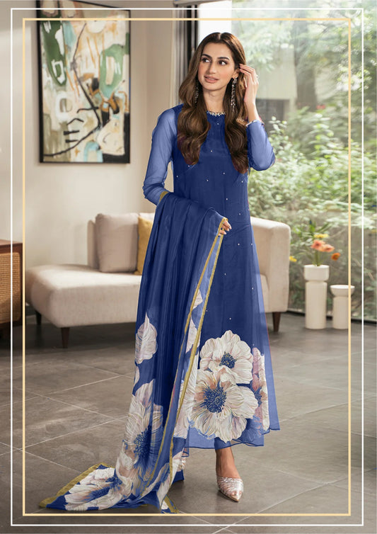 Lulusar Blue Silk Formal Collection Replica