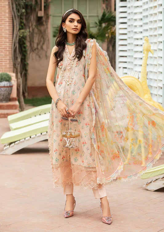 Maria B Peach Mprint Lawn - Replica