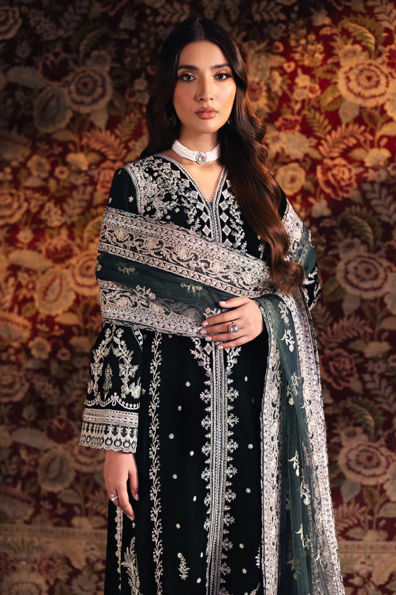 Qalamkar Green Formal Collection Velvet Replica