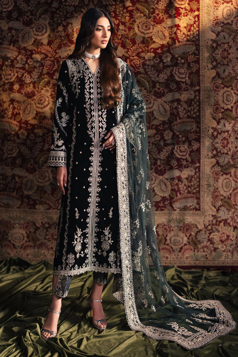 Qalamkar Green Formal Collection Velvet Replica