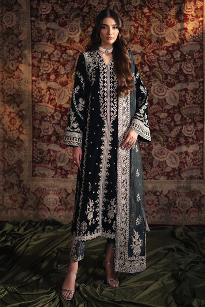 Qalamkar Green Formal Collection Velvet Replica