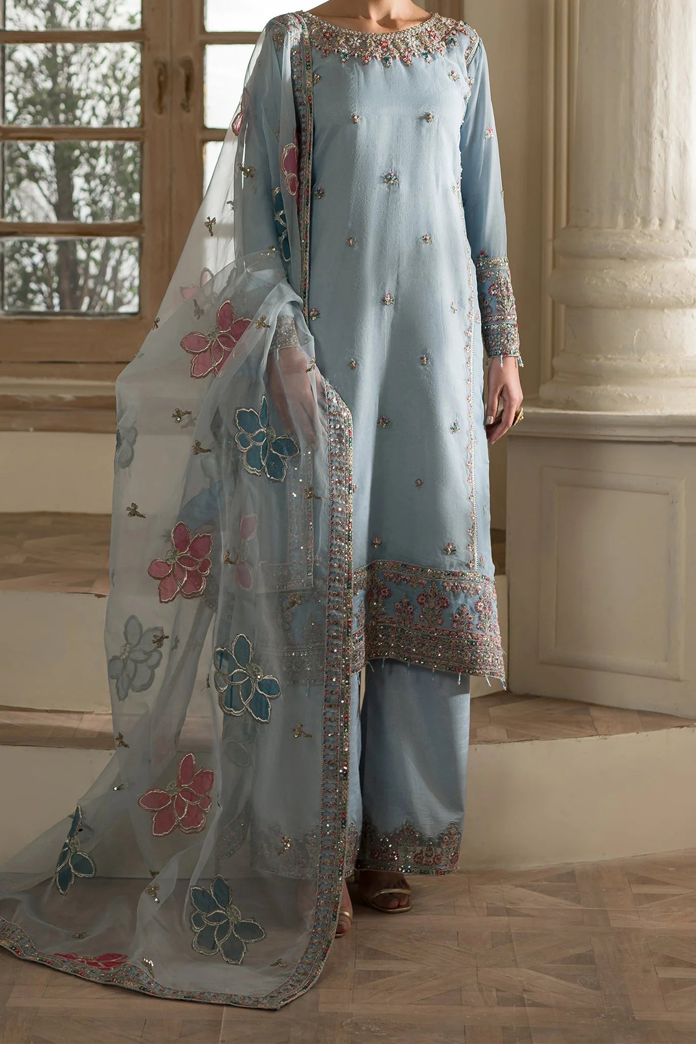 Barouqe Sky Blue Formal Collection Organza - Replica