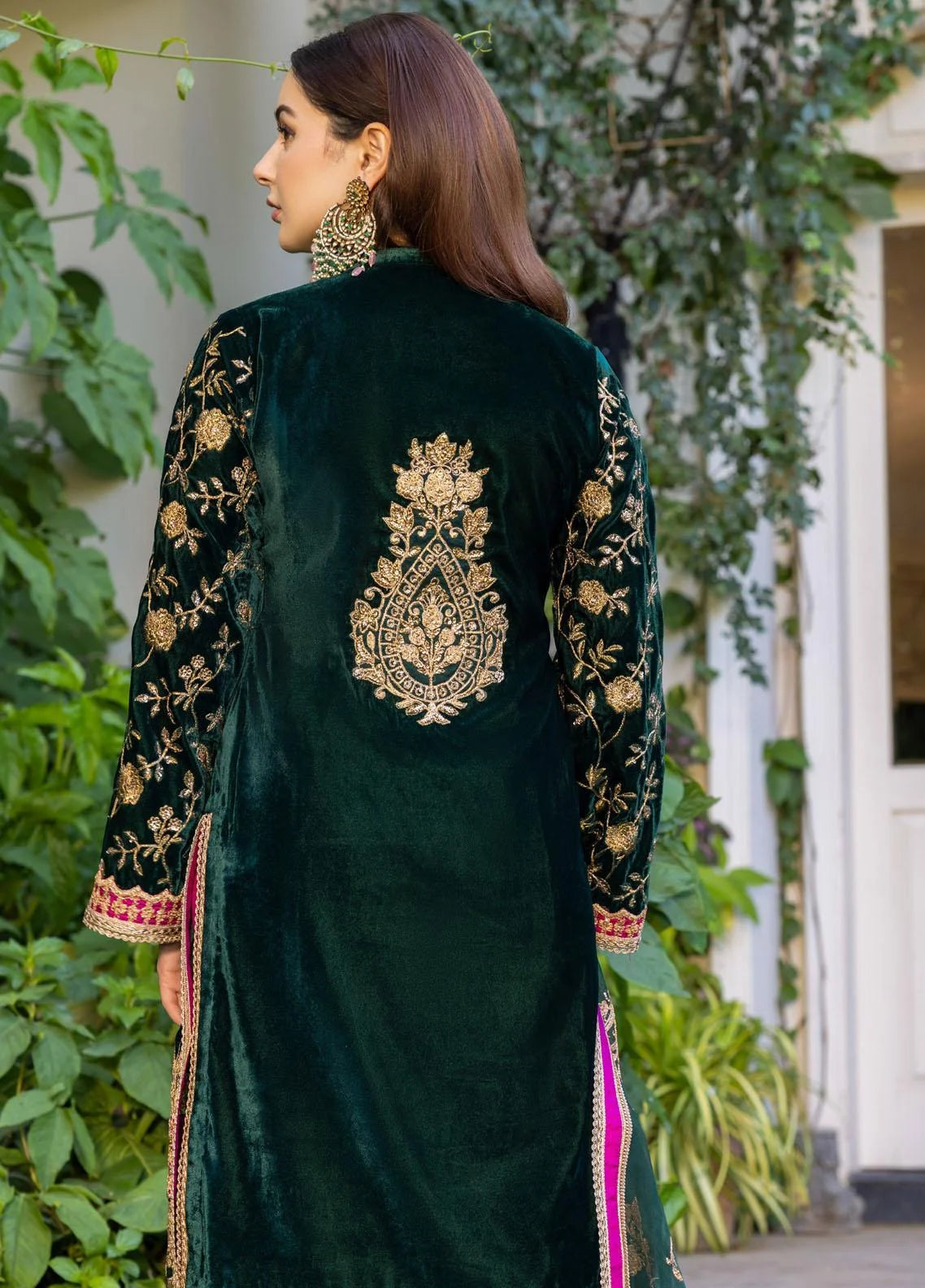 Zainab Chottani Green Formal Collection Velvet - Replica